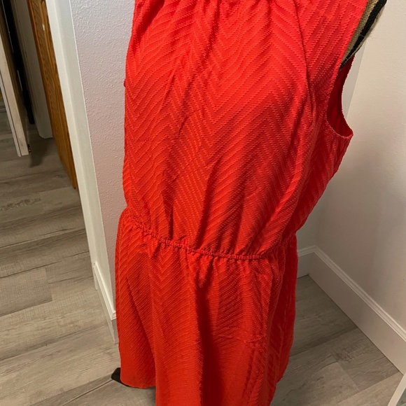 A New Day Red Orange Herringbone Tie Back Dress - Size L - Picture 3 of 7
